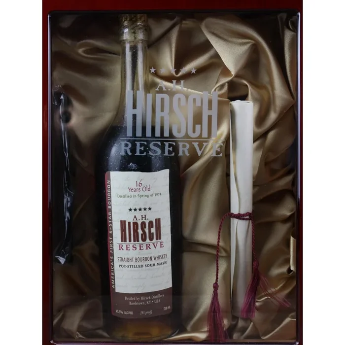 1974 A.H. Hirsch Reserve 16 Year Old Straight Bourbon Whiskey Humidor Set 750ml