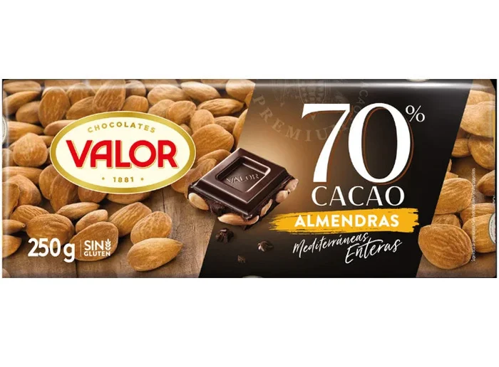 70% DARK CHOCOLATE WITH ALMONDS 250G (#120920)