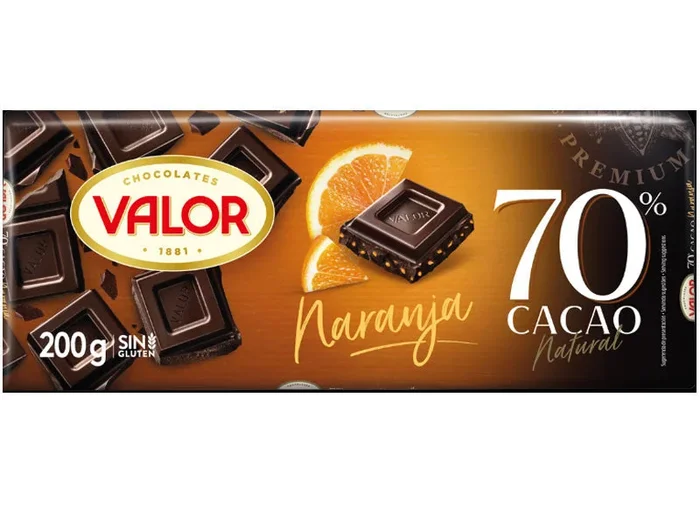 70% DARK CHOCOLATE WITH ORANGE 200G (#120986)