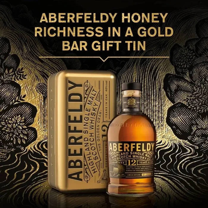 Aberfeldy Single Malt Scotch 12 Yr 80 W/ Gift Tin Box 750Ml