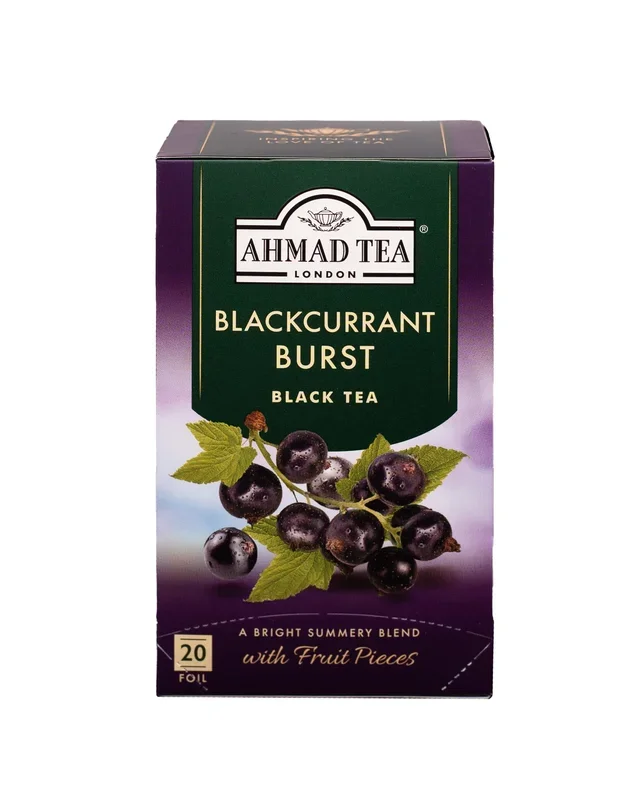 Ahmad Tea Black Tea, Blackcurrant Burst Teabags, 20 Ct (Pack Of 6) – Caffeinated & Sugar-Free