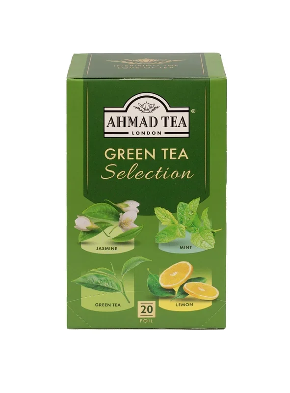 Ahmad Tea Green Tea, Green Tea Selection, Lemon Green Tea, Jasmine Green Tea, Mint Green Tea, & Green Tea Teabags, 20 Ct (Pack Of 1) – Caffeinated & Sugar-Free