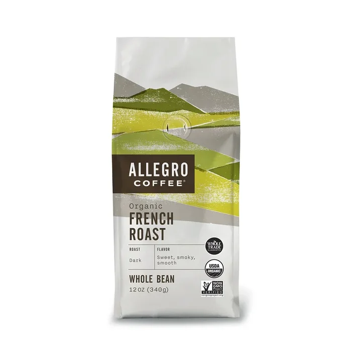Allegro Coffee Organic French Roast Whole Bean Coffee, 12 oz – Rich Flavor, Freshly Roasted, Perfect for Coffee Lovers
