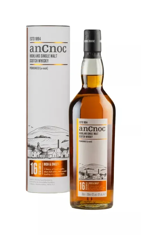 AnCnoc 16 Year Old Rich And Sweet Single Malt Scotch Whisky | 700ML