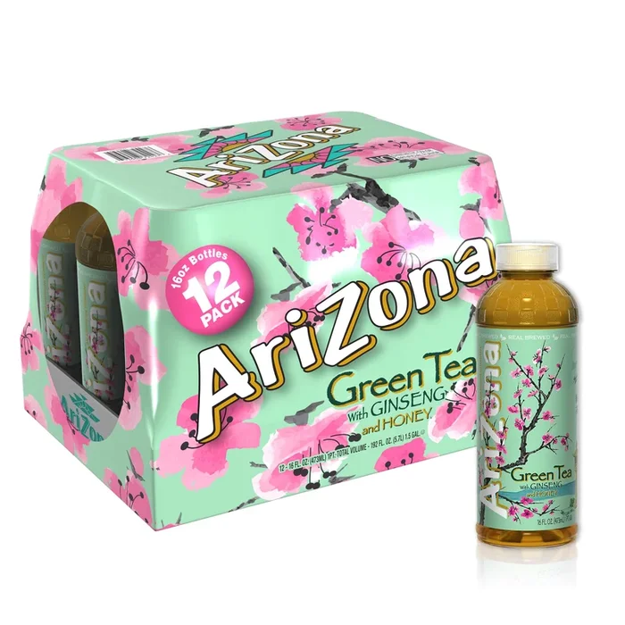 Arizona Green Tea With Ginseng And Honey – 16 Fl Oz (Pack Of 12)