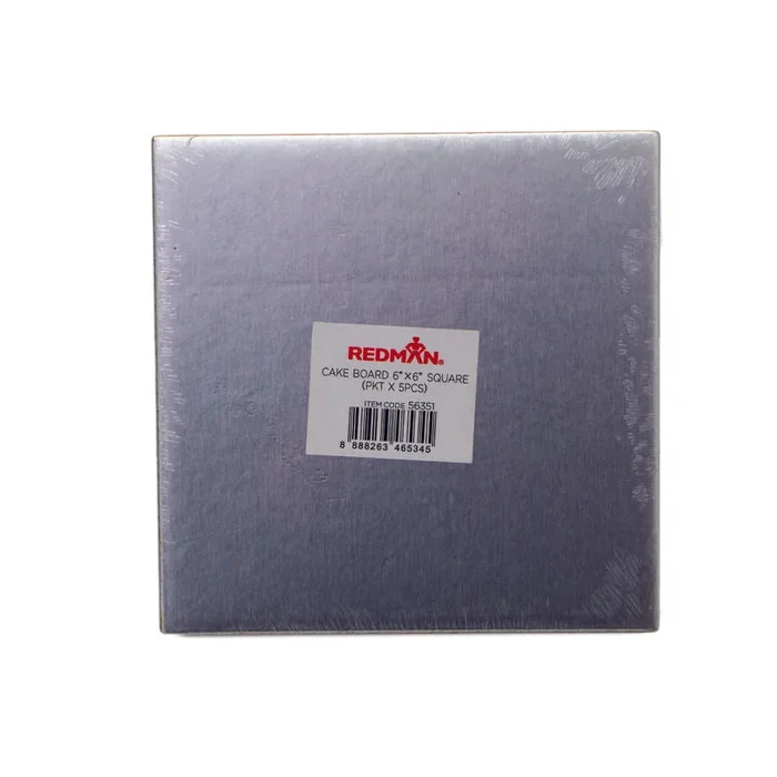 CAKEBOARD 6″ SQUARE/SILVER 5PCS (#56351)