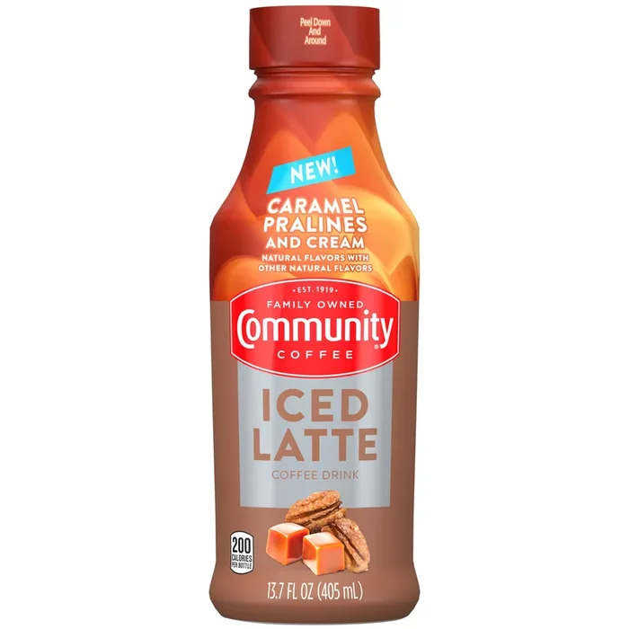 Community Coffee Caramel Pralines And Cream Iced Latte Ready To Drink, 13.7 Ounce Bottle