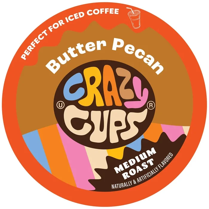 Crazy Cups Flavored Coffee For Keurig K-Cup Machines, Butter Pecan Swirl, Hot Or Iced Coffee, 22 Single Serve, Recyclable Pods(Pack Of 1)