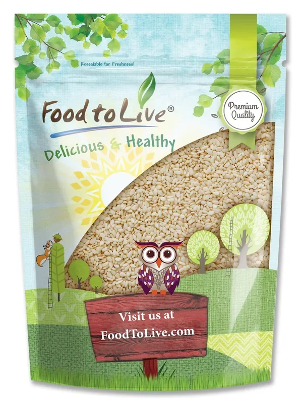 Food To Live – Hulled Sesame Seeds, 4 Pounds Whole Raw White Sesame Seeds, Kosher And Vegan, Unroasted, Bulk Sesame. High In Magnesium, Iron, And Calcium.