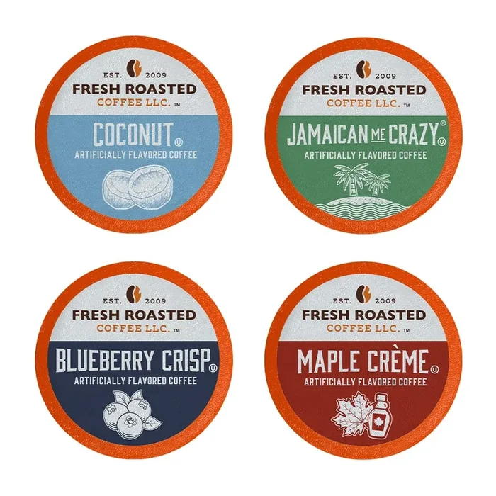 Fresh Roasted Coffee, Fun Flavors, Flavored Coffee Pod Variety Pack, K-Cup Compatible, 48 Count