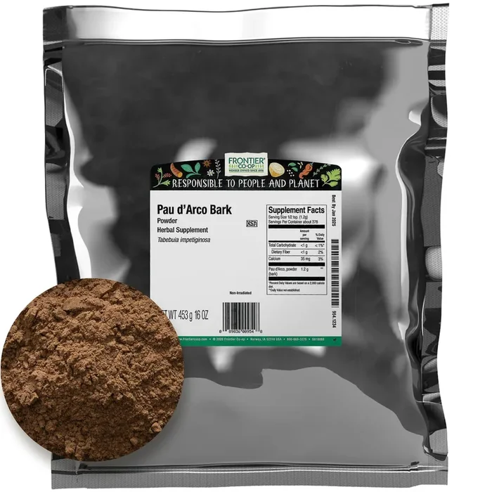 Frontier Co-op Pau d’Arco Bark Powder, 1lb Bulk Bag – Natural Herb for Tea & Herbal Uses, Kosher, Ground