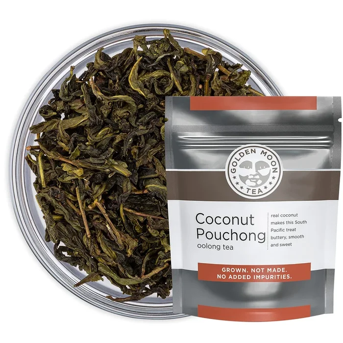 Golden Moon Tea Coconut Pouchong Green Tea – Loose Leaf, Non Gmo – Half Pound (96 Servings)