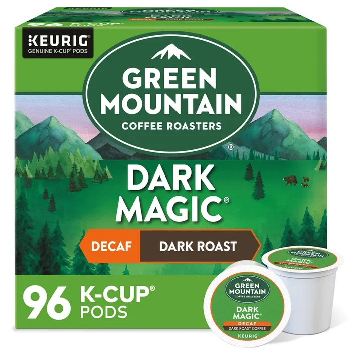 Green Mountain Coffee, Dark Magic Decaf, Single-Serve Keurig K-Cup Pods, Dark Roast, 96 Count (4 Boxes Of 24 Pods)