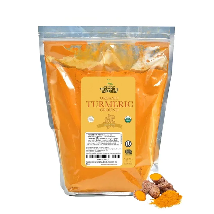 HQOExpress Bulk Organic Ground Turmeric Powder – 5 lb Value Bag (80 oz) USDA Organic | Non-GMO | Kosher | Sustainably Grown | Lab Tested | Legacy Brand Since 1977
