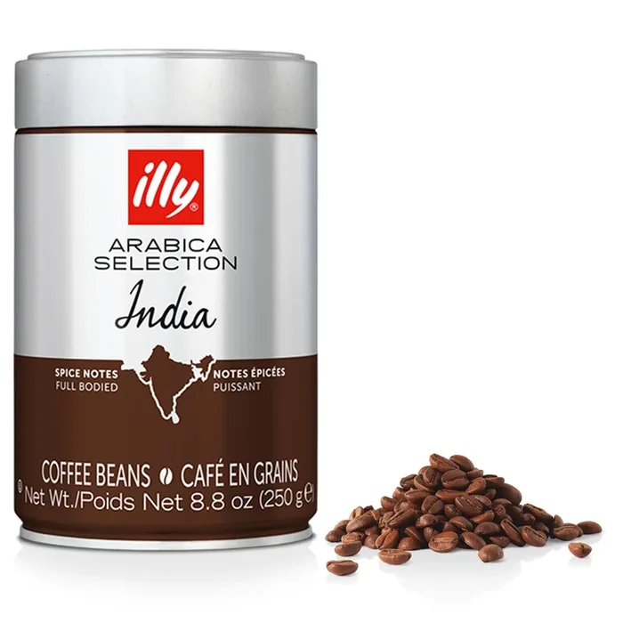 Illy Whole Bean Coffee – Perfectly Roasted Whole Coffee Beans – India Dark Roast – With Notes Of Black Pepper & Extra-Dark Chocolate – Full-Bodied – 100% Arabica Coffee – No Preservatives – 8.8 Ounce
