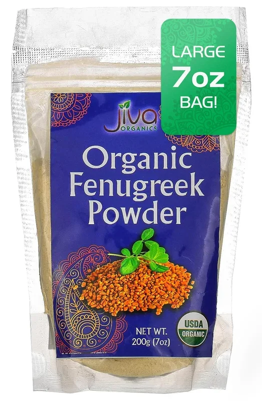 Jiva Organics Organic Fenugreek Powder 7Oz Bag – Gluten Free, Non-Gmo, Methi Powder, Pure, Raw & Natural – Great As A Spice Or Even For Hair Growth – Product Of India