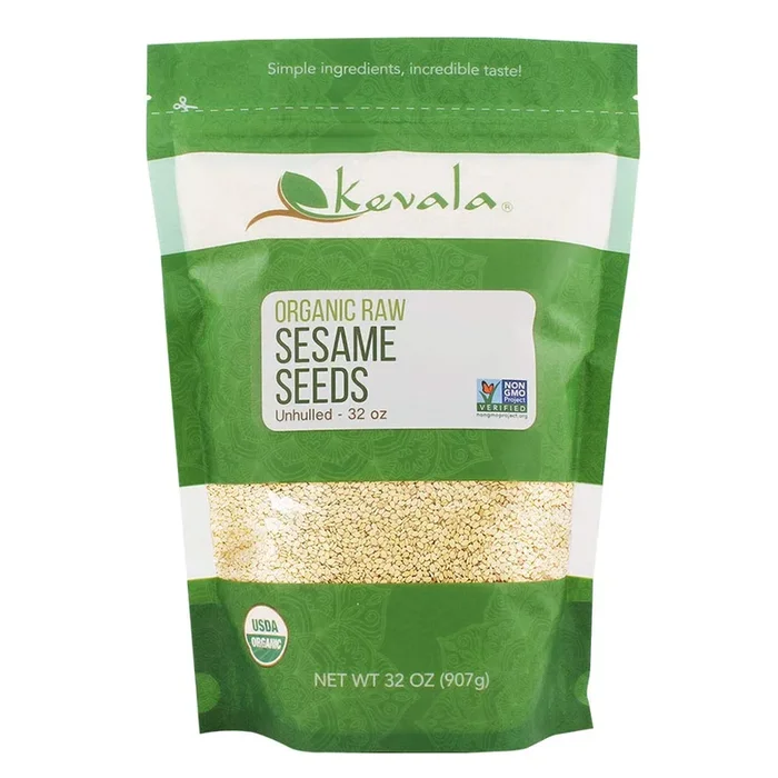 Kevala Raw Sesame Seeds Unhulled – Gluten Free, Vegan Snacks Seasoning, Kosher, Non Gmo, Nutty Accent On Bread And Buns, Salad Topping, Bag, 2 Lb