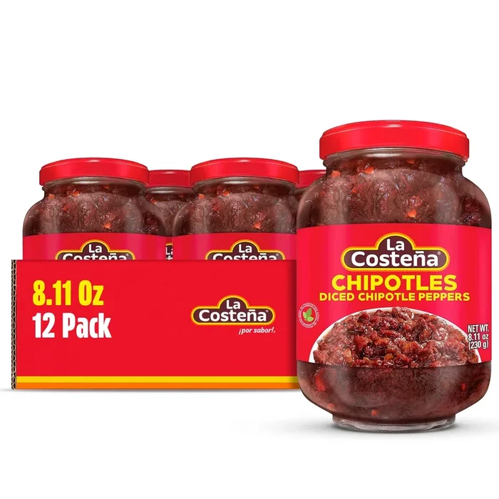 La Costea Chipotle Peppers – Spicy Smoked Diced Peppers for Chipotle Sauce Adobo Sauce Mexican Food Taco Enchiladas & Salsa – Pickled Vegetables – Diced Chilis – 8.11oz 12 Pack Jarred Vegetables