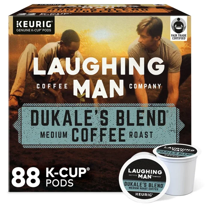 Laughing Man Dukale’S Blend Keurig Recyclable K-Cup Coffee Pods, Single-Serve Fair Trade Medium Roast Arabica Coffee For Use With Keurig Coffee Makers, 88 Count (4 Packs Of 22)