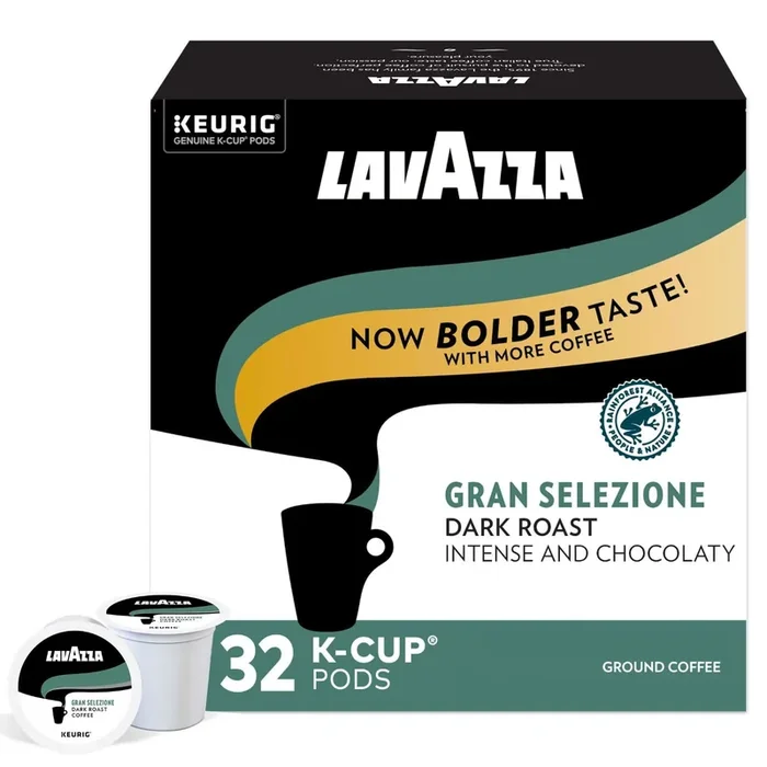 Lavazza Single-Serve Coffee K-Cups For Keurig Brewer, Gran Selezione 32 Count Authentic Italian, Value Pack, 100% Arabica, Rainforest Alliance Certified 100% Sustainably Grown