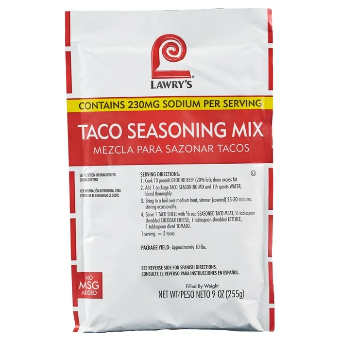 Lawry’S Taco Seasoning Mix, 9 Oz – One 9 Ounce Packet Of Taco Seasoning Mix, Best For Chicken, Beef, Fish, Pork Or Plant-Based Tacos