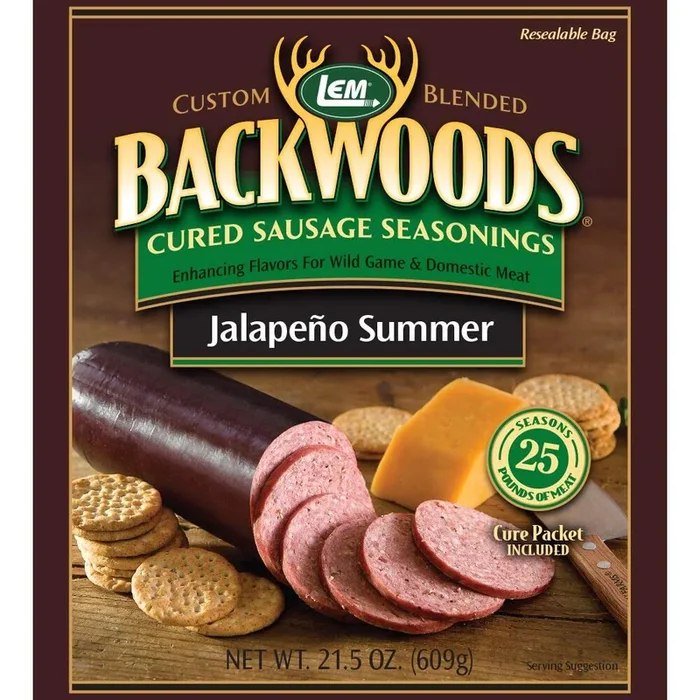 Lem Backwoods Cured Sausage Seasoning With Cure Packet, Jalapeno Summer Sausage