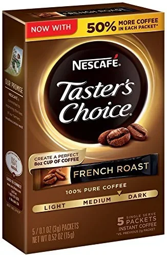 Nescafe Taster’S Choice French 5 Piece Roast Instant Coffee Single Serve Sticks, 0.52 Oz