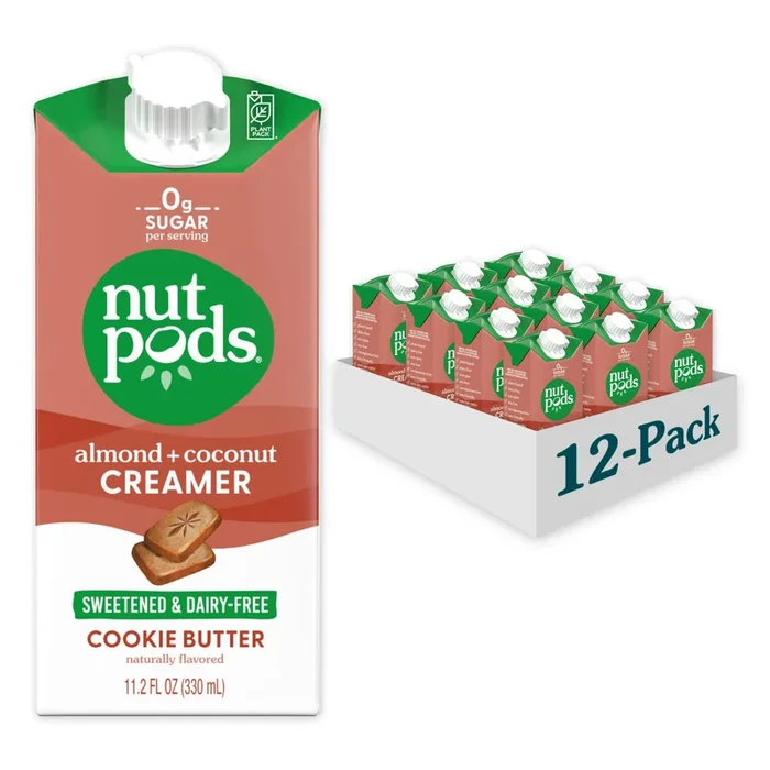 Nutpods Cookie Butter Keto Coffee Creamer – Sweetened Non Dairy Creamer With Zero Sugar – 5 Calories And Zero Net Carbs Per Serving – Gluten Free, Non-Gmo, Vegan, Sugar Free, Kosher (12-Pack)