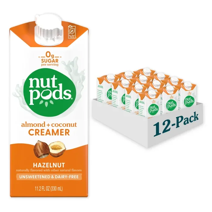 Nutpods Hazelnut Creamer – Unsweetened Non Dairy Creamer Made From Almonds And Coconuts – Keto Creamer, Whole30, Gluten Free, Non-Gmo, Vegan, Sugar Free, Kosher (12-Pack)