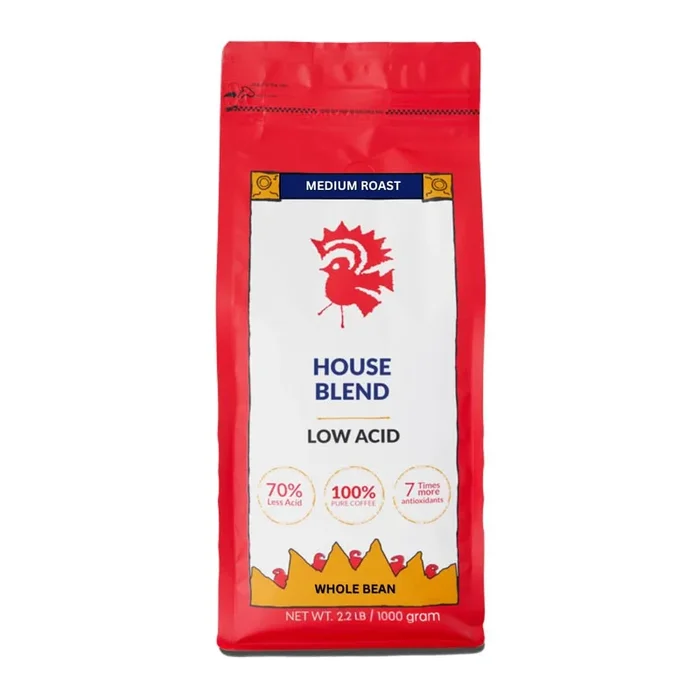 Puroast Low Acid Coffee Whole Bean | House Blend Whole Bean | Medium Roast | High Antioxidants & High Ph |No Bitter Aftertaste | Reduced Heartburn & Gerd | Suitable For Cold Brew – 2.2 Lb