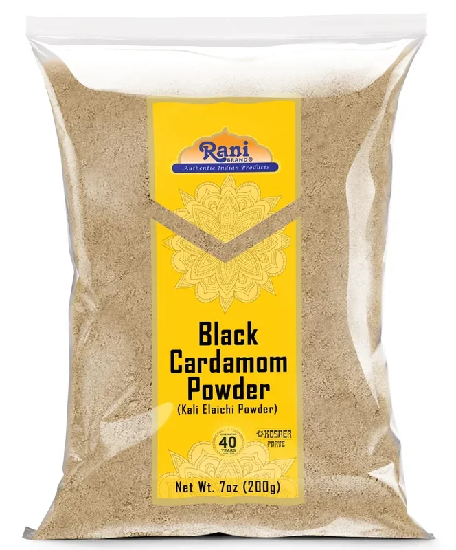 Rani Black Cardamom Powder (Kali Elachi) Indian Spice 7Oz (200G) ~ All Natural | Vegan | Gluten Friendly | Non-Gmo | Kosher | Indian Origin | Smokey, Tsaoko, Cao Guo, Bach Dan Khau, Badi