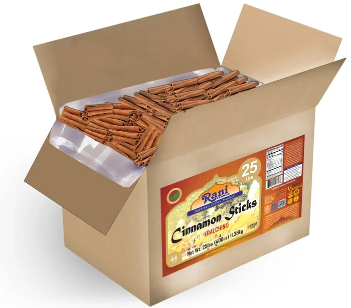 Rani Cinnamon Sticks 400Oz (25Lbs) 11.63Kg Bulk Box – 2300-2500 Sticks – Strong Aroma, Perfect For Baking, Cooking & Beverages | 3+ Inches Length – Cassia Saigon Cinnamon From Vietnam | Kosher