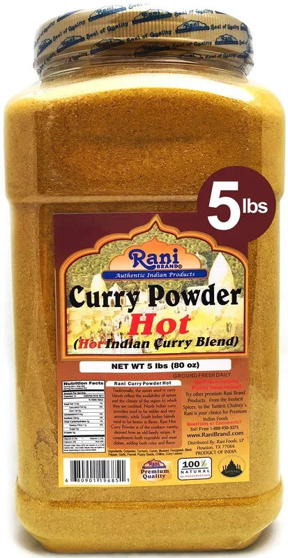 Rani Curry Powder Hot (11-Spice Authentic Indian Blend) 80Oz (5Lbs) 2.27Kg Bulk Pet Jar ~ All Natural | Salt-Free | Vegan | No Colors | Gluten Friendly | Non-Gmo | Indian Origin