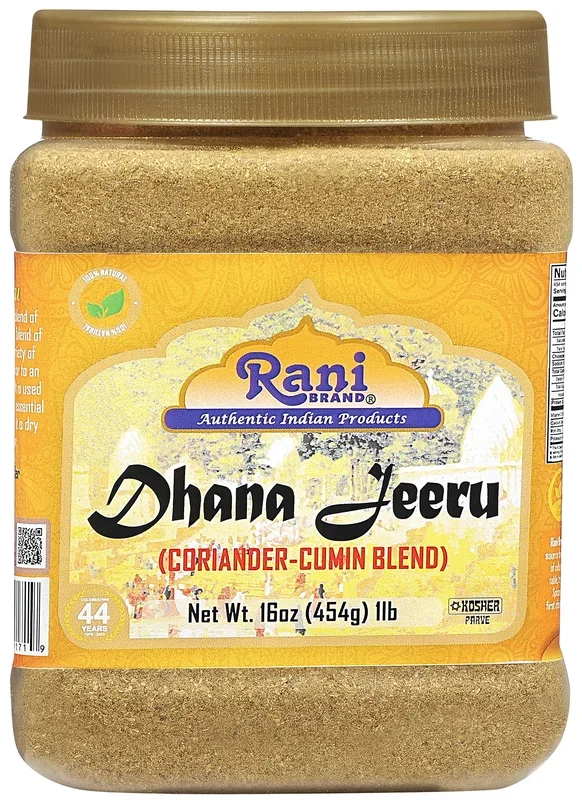 Rani Dhana-Jeeru (Coriander-Cumin Blend 50-50) Powder 16Oz (1Lb) 454G Pet Jar ~ All Natural | Vegan | Gluten Friendly | Non-Gmo | Kosher | Indian Origin