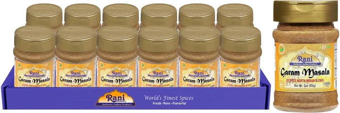 Rani Garam Masala Indian 11-Spice Blend 3oz (85g) PET Jar Pack of 12 ~ All Natural Salt-Free | Vegan | No Colors | Gluten Friendly | NON-GMO | Kosher | Indian Origin