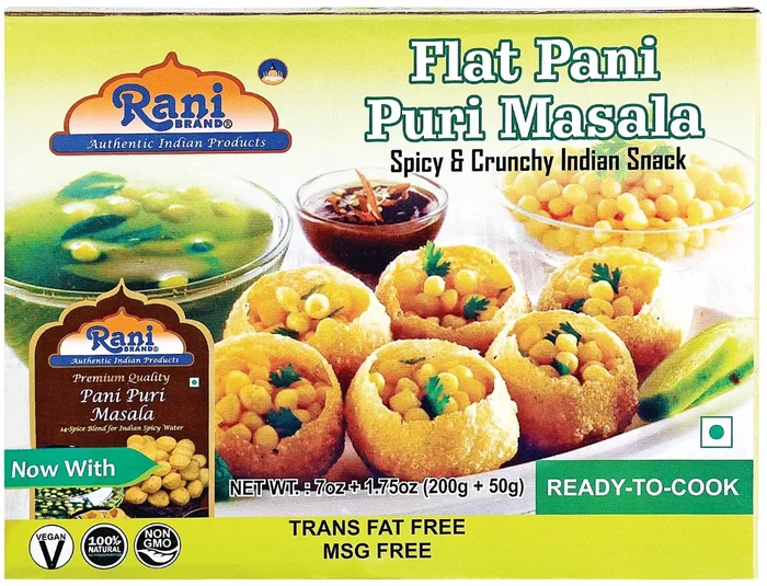 Rani Pani Puri Coins (Uncooked, Microwaveable Wheat And Semolina Coins) 7Oz (200G) With Pani Puri Masala (14-Spice Blend For Indian Spicy Water) 3.5Oz (100G) ~ All Natural | Vegan | Non-Gmo