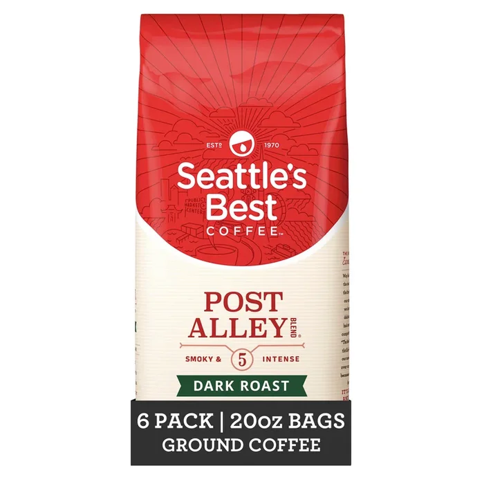 Seattle’S Best Coffee Post Alley Blend Dark Roast Ground Coffee | 20 Ounce Bags (Pack Of 6)