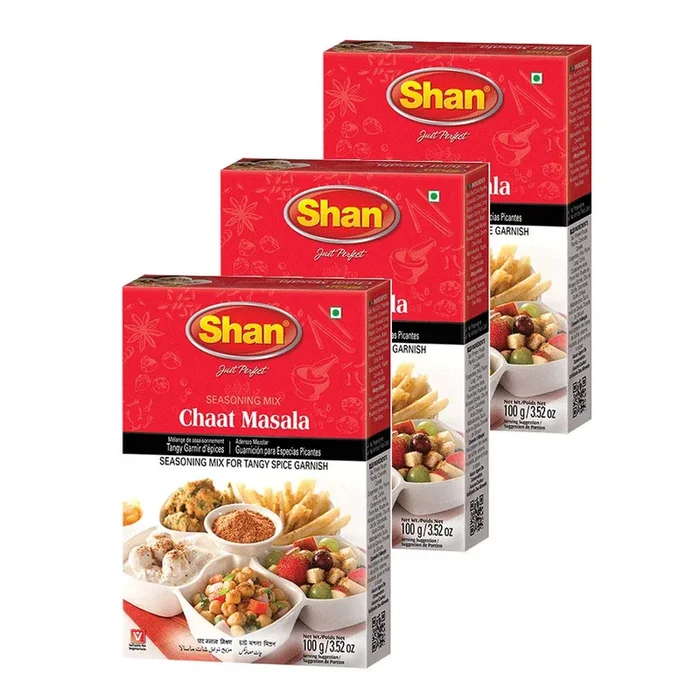 Shan – Chaat Masala Seasoning Mix (100G) – Spice Packets For Tangy And Spicy Garnish (Pack Of 3)
