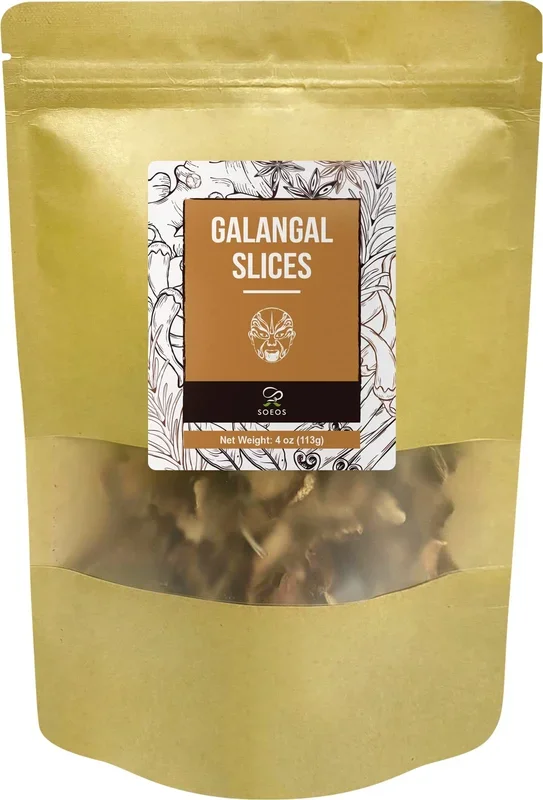 Soeos Galangal Slices 4 Oz (113G),Galanga,Fresh Galangal,Sliced Galangal Root,Dried Galangal Root,Dried Galanga Bulk,Alpinia Galanga,Pure And Natural Chinese Spice For Tom Yum And Tom Kha Soups