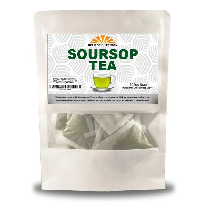 Soursop Tea By Source Nutrition – Pure Graviola Tea, Cut And Sifted Leaves, High In Acetogenins – 30 Tea Bags With Resealable Pouch (Soursop Tea)