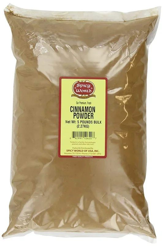 Spicy World Cinnamon Powder 5 Lb Bag – Lab Tested For Lead – Ground Cassia Cinnamon Bulk, Great Authentic Spice For Coffee, Tea, Baking & Oatmeal, Rich Flavor & Aroma