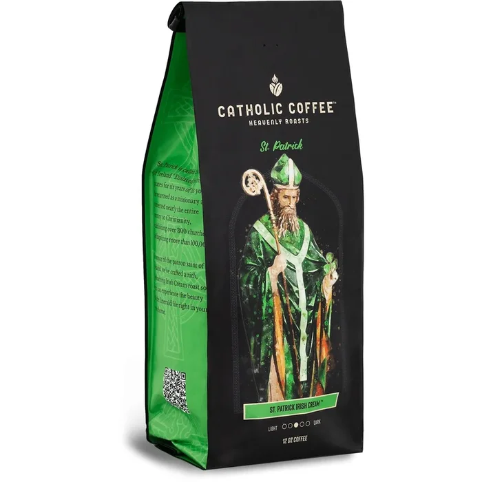 St. Patrick’S Irish Cream (Whole Bean) 12 Ounces Arabica Bean Coffee, Medium Roast Coffee Small-Batch Craft Coffee, Gift For Catholic Faithful & Coffee Lovers