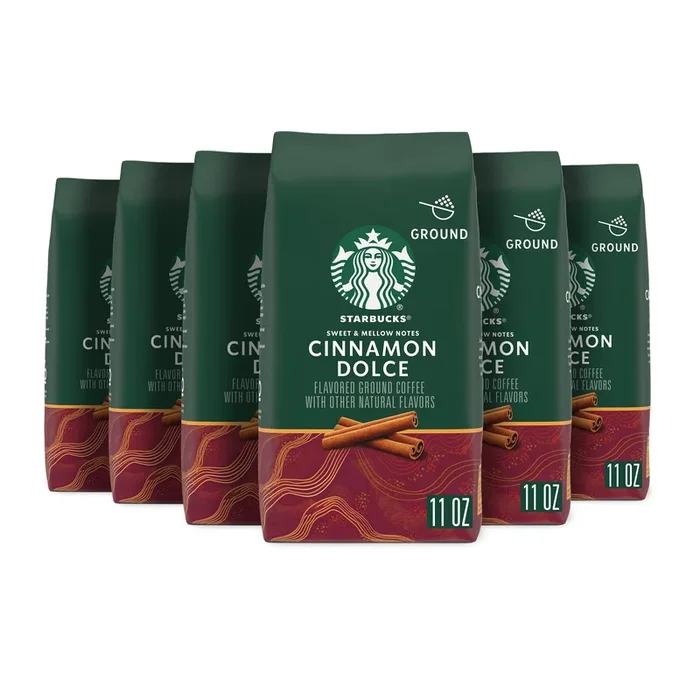 Starbucks Cinnamon Dolce Ground Coffee, 100% Arabica, Naturally Flavored, 11 oz (Pack of 6)