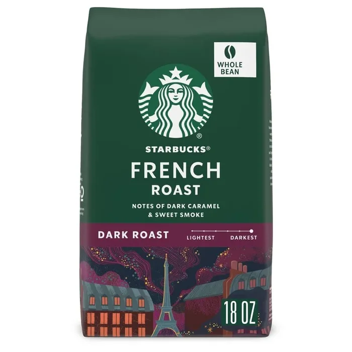 Starbucks Whole Bean Coffee, Dark Roast Coffee, French Roast, 100% Arabica, 1 Bag (18 Oz)