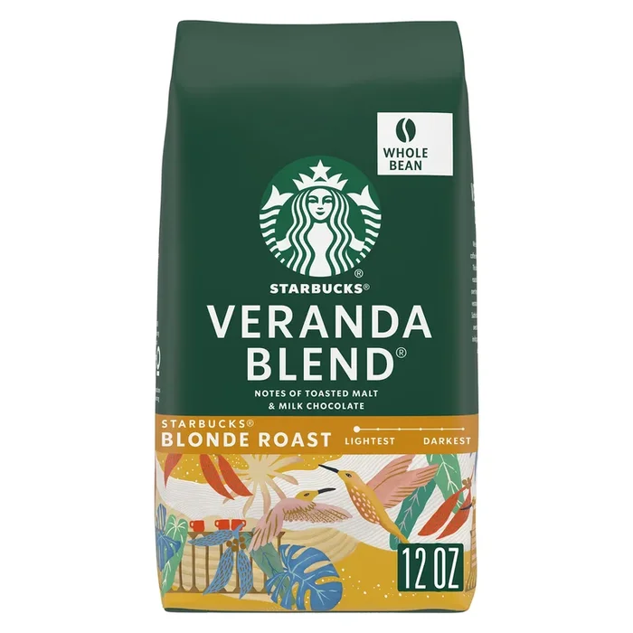 Starbucks Whole Bean Coffee, Starbucks Blonde Roast Coffee, Veranda Blend, 100% Arabica, 1 Bag (12 Oz)