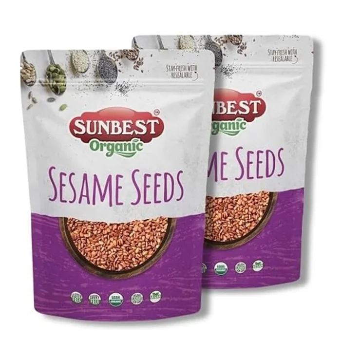 Sunbest Natural Organic Brown Sesame Seeds 32 Oz.(2 Lb) – Usda Organic, Non-Gmo, Vegan, Gluten-Free, Kosher – Fresh & Nutrient-Rich Snack, Topping, Baking – 2-Pack 16 Oz