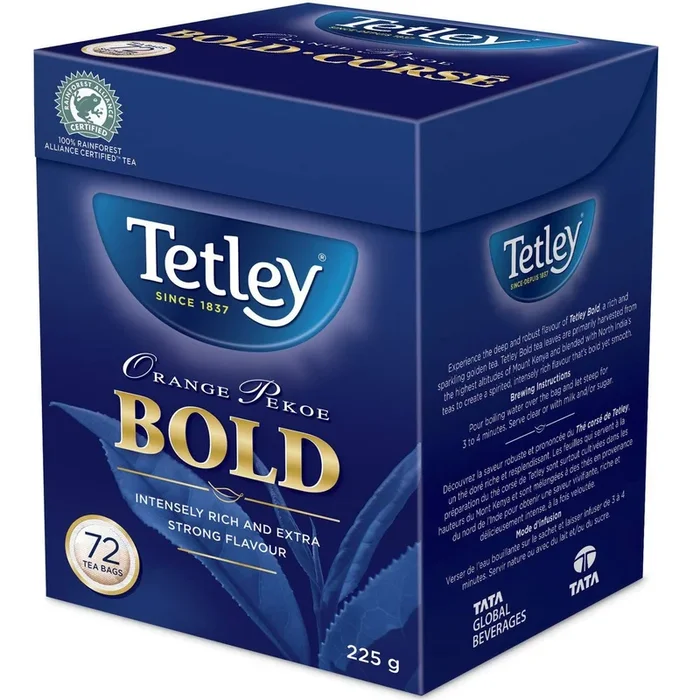 Tetley Bold Orange Pekoe Tea – 72Ct/225G {Imported From Canada}