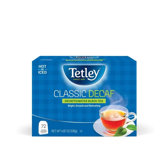 Tetley Classic Blend Decaf Premium Black Tea, Decaffinated Tea, Rainforest Alliance Certified, 72 Tea Bags (Pack Of 12)