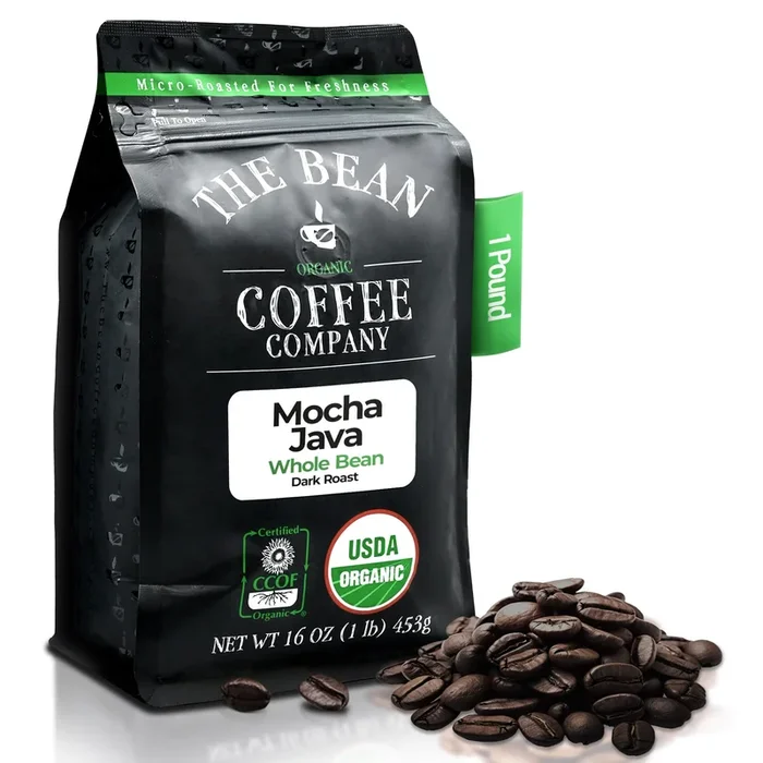 The Bean Organic Coffee Company Suzi’S Power Bean, Dark Roast, Whole Bean Coffee, 16-Ounce Bag