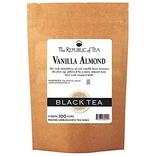 The Republic Of Tea – Vanilla Almond Black Tea Super Refill, 100 Tea Bags, Naturally Caffeinated